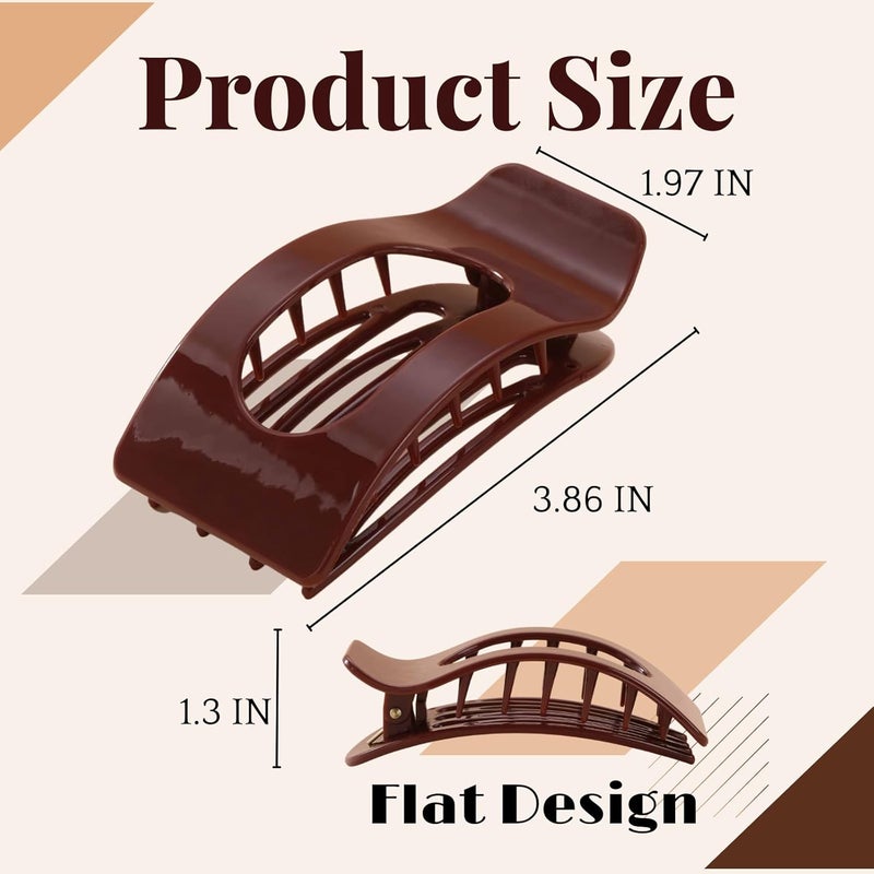Drealoe 8 Pack Flat Hair Clips for Women – Large Glossy Neutral Rectangle No-Slip Claw Clips for Thick & Thin Hair, Strong Hold Square Hair Accessories for Work & Stylish Outfits - Image 2